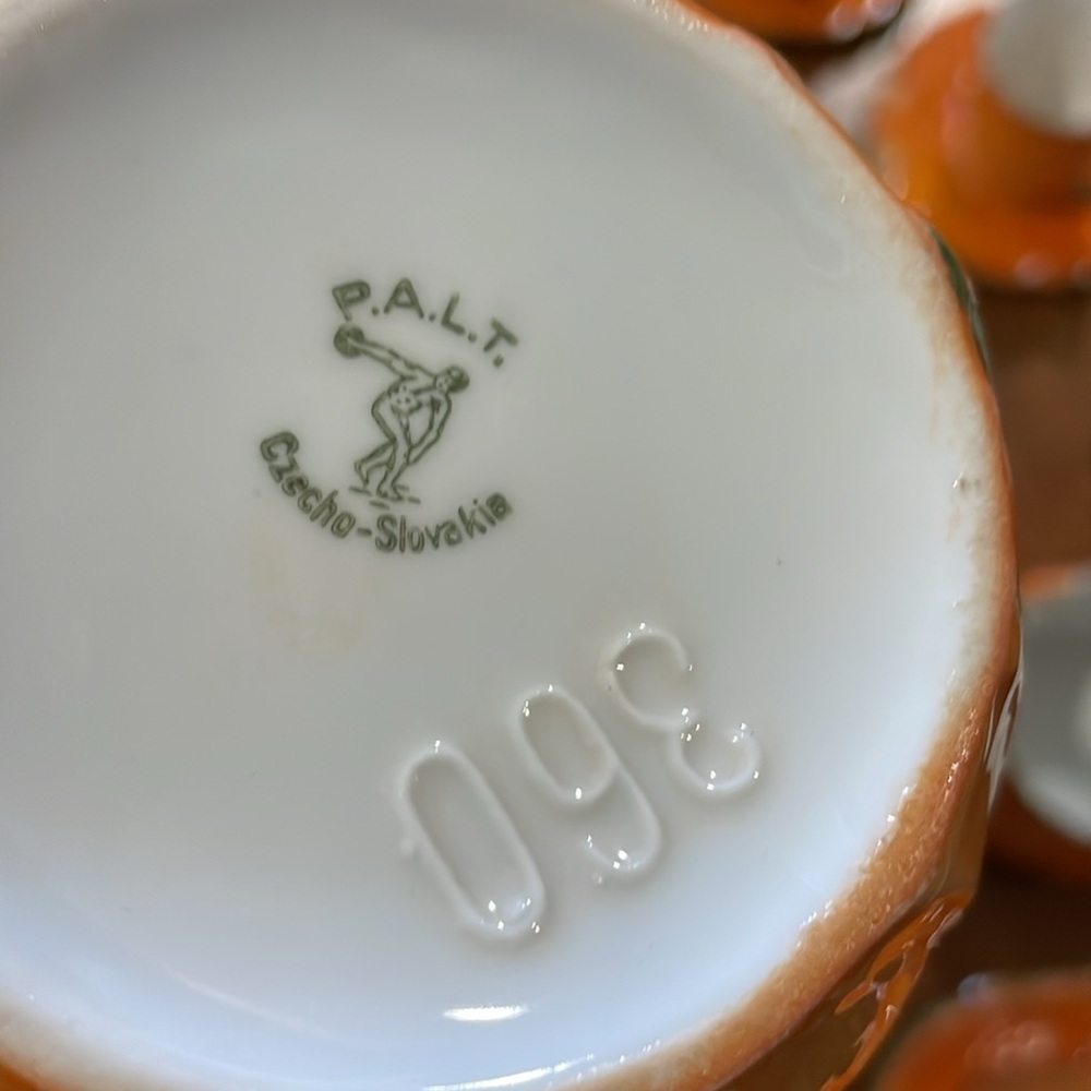 VTG P.A.L.T. Czech Orange Lusterware Tea Set - Picture 14 of 14
